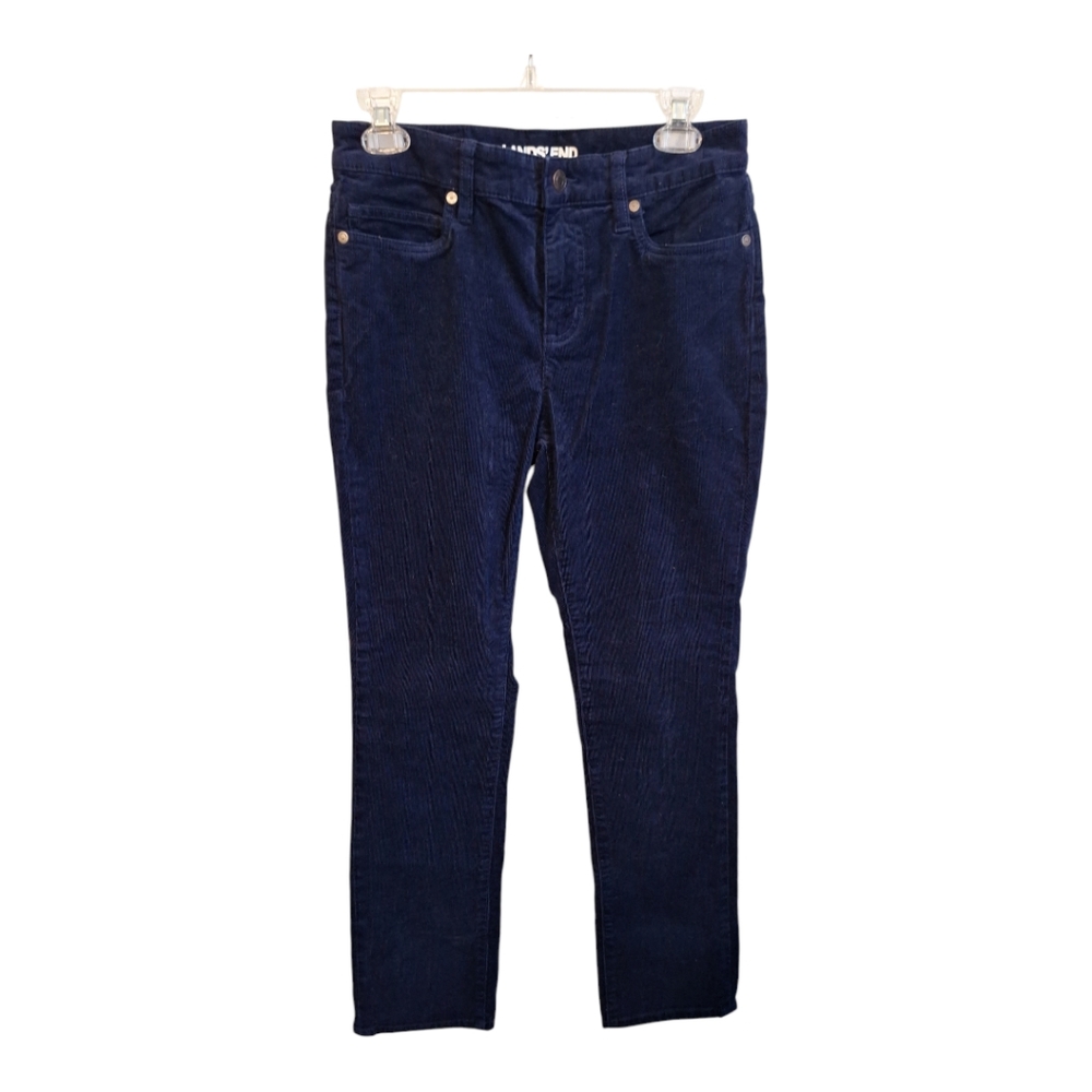 Lands’ End Mid Rise Straight Leg Deep Sea Navy Corduroy Pants - Size 4 EUC